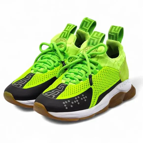 Versace Chain Reaction Women’s Sneakers Neon Green EU 37 US 6.5 - Preowned - Picture 2 of 9